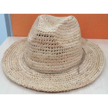 Sombrero de paja de sombrero de paja Fedora Raffia (SW-080003)